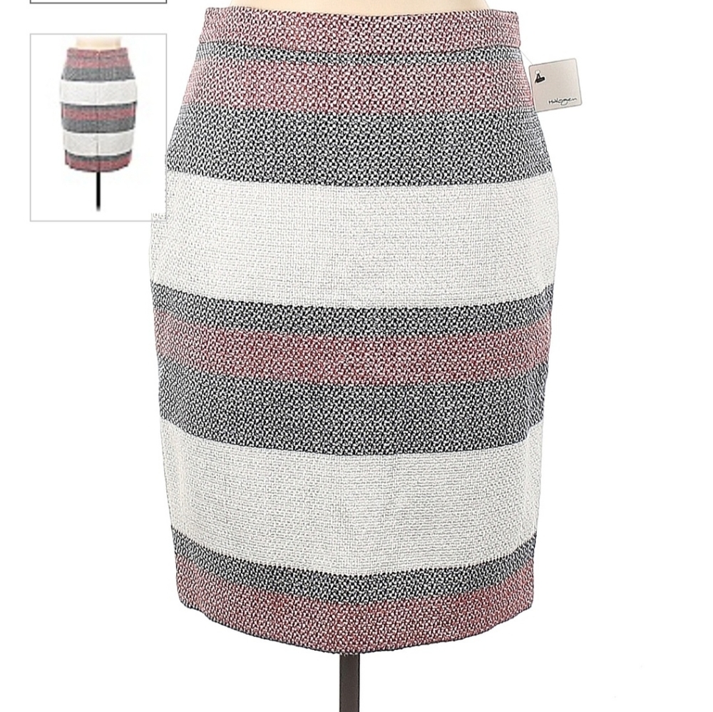 NWT Halogen striped print, tweed skirt